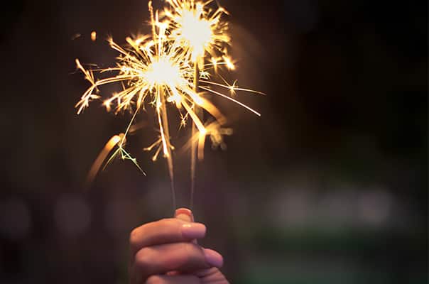 4th of July Lighted Sparkler in hand